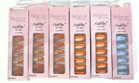 6 New Sets BELIEVE BEAUTY FabFlex Faux Nails - 24 Nails per Set : 3&times; Just Desserts Medium, 2&times; Sunset Tango Long. 1&times; Sweet Dreams Long