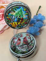 Two Beautiful Trinket Boxes 2 Cardinals Cherry Blossoms and Wizard of Oz Round Vibrant Boxes