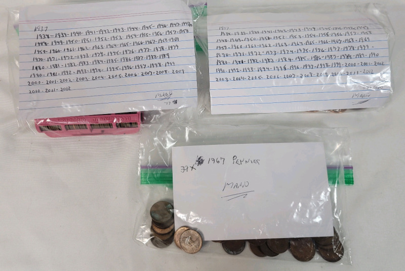 Two (2) Sets 1937 - 2012 Canadian One Cent Pennies & thirty Seven (37) 1967 Canadian One Cent Pennies