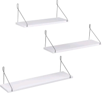 New - SONGMICS wall shelf, set of 3, floating shelf , loadable up to 15 kg per shelf, various lengths 40, 50, 60 cm, White . Model # LWS68WT