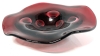 Neat Asymmetrical Cranberry Art Glass Candy / Fruit Dish - 9.6" &times; 10" &times; 2.25" Tall