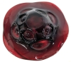 Neat Asymmetrical Cranberry Art Glass Candy / Fruit Dish - 9.6" &times; 10" &times; 2.25" Tall - 5