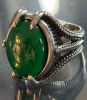 Claw Set Green Onyx Goose Egg Stone Titanium 416L Stainless Steel Ring Size 11