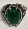Claw Set Green Onyx Goose Egg Stone Titanium 416L Stainless Steel Ring Size 11 - 2