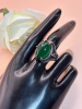 Claw Set Green Onyx Goose Egg Stone Titanium 416L Stainless Steel Ring Size 11 - 3