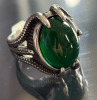 Claw Set Green Onyx Goose Egg Stone Titanium 416L Stainless Steel Ring Size 11 - 5