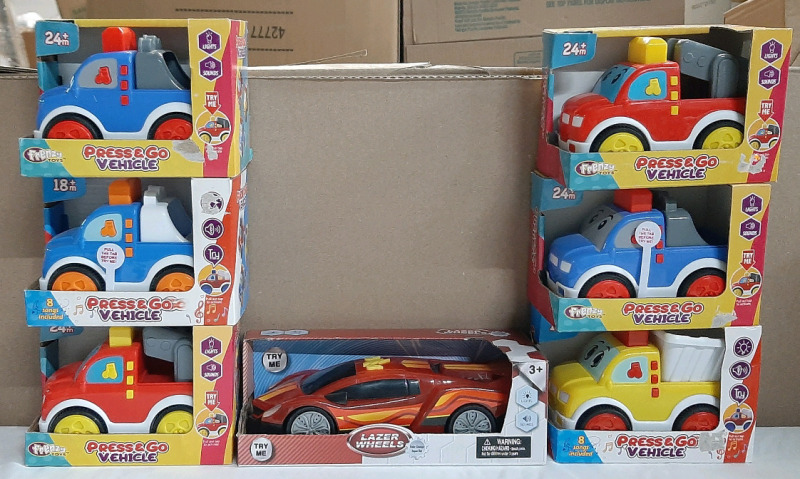 6 Press&Go Toy Trucks & Lazer Wheels Color Change Super Car