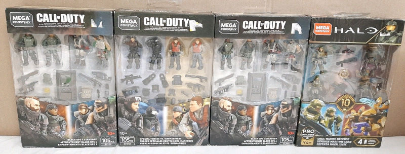 4 New Mega Construx Sets, Including 2 Call of Duty Black Ops 4 Standoff Set, Call of Duty "Special Forces Vs. Submariners" Set & Halo UNSC Marine Defense Set