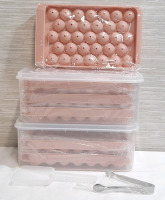 6 New in Box Pink Round Ice Cube Trays, Small Tools Included (Trays are 9&frac12;" Long, 5&frac12;" Wide)