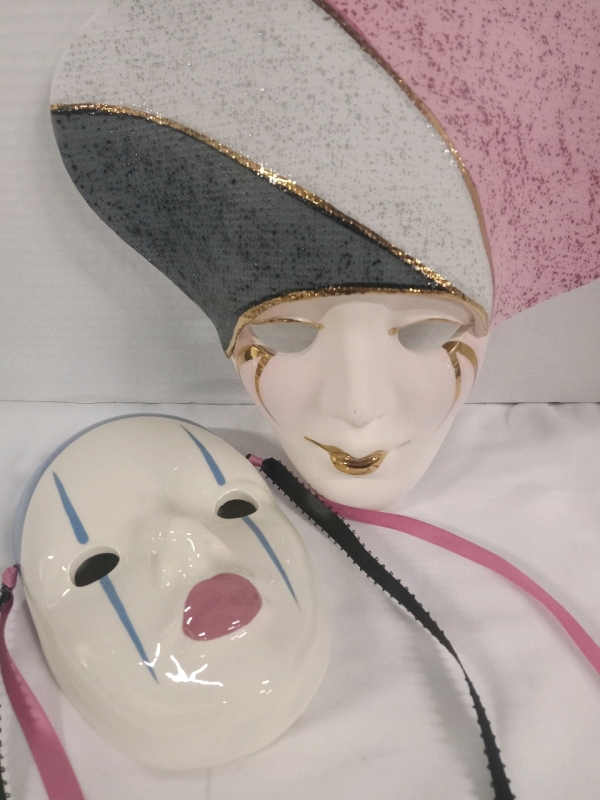 2 Signed Vintage Style Clown Masks | Makes for Brilliant Wall Decor | Largest Measures 10" x 10"