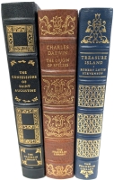 3 Vintage 1970s Limited Edition Hardcover Books : The Confessions of Saint Augustine, Charles Darwin: The Origins of Species, Treasure Island