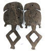 Pair of Large Vintage Carved KOTA Wood Reliquary Figures & Carved Pillar Candle Stand with Candle - Up to 25" Tall (Figures SUPER Heavy!) - 4