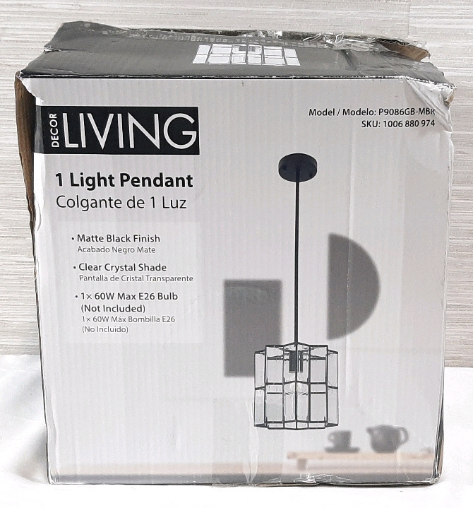 New in Box Decor Light Pendant w/ Crystal Shades