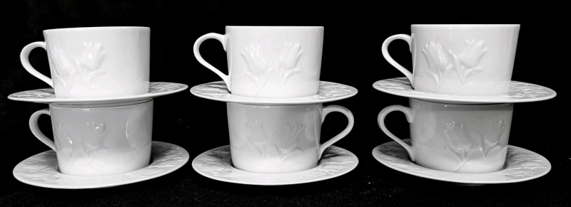 Set of 6 BLOCK SPAL Portugal Primavera Pattern Coffee Cups ,& Saucers &copy;1979