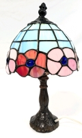 Adorable Vintage Tiffany-Style Stained Glass Table Lamp - Working - 12" Tall