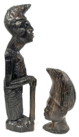 2 Neat Vintage African Carved Figures - 9" - 16" Tall
