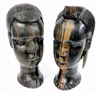 Pair of Stunning Carved Ironwood Busts - 9" Tall