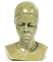 Exquisitely Carved Green Jade Bust - 5" Tall