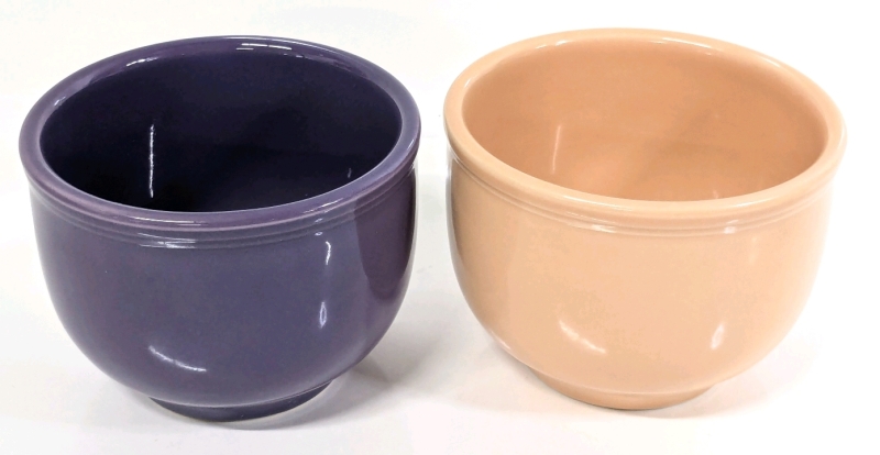 2 HOMER LAUGHLIN China FIESTA Chilli Bowls : Lilac & Apricot - 4⅝" Each