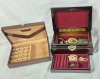 2 Vintage Jewelry Boxes with Jewelry