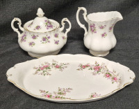 Royal Albert Creamer & Sugar and Platter - Lavender Rose's & Sweet Violets Patterns
