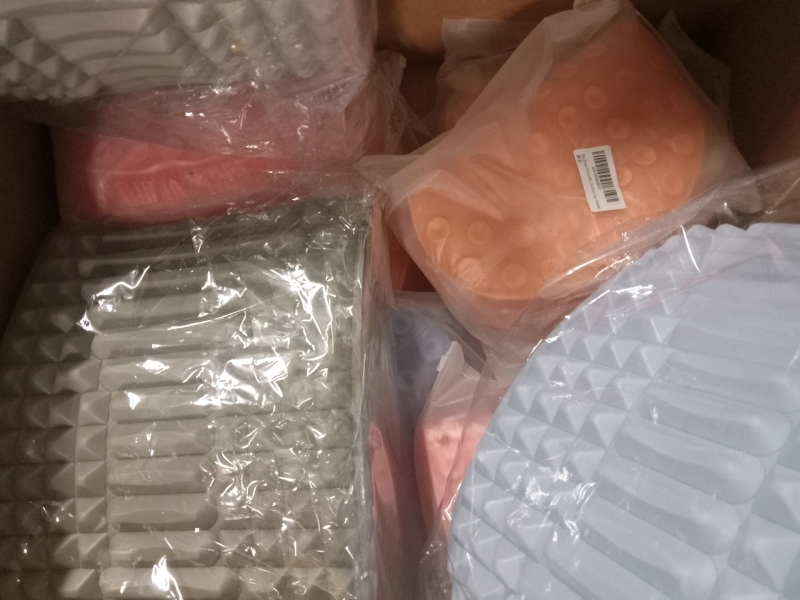 10 New Foot Scrubber Mats for Use in Shower - Helps Eliminate Calluses & Dead Skin 11.5 by 9.5" And 3 Neck and Back Stretchers (See Photos For Measurements)
