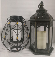 2 As New | Decorative Lanterns | 1 Solar Powered 8" and 1 Battery Powered 11"