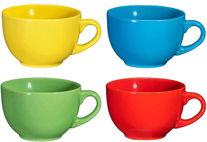 4 New in Box | Bruntmor 24oz Jumbo mugs in Red, Yellow, Blue & Green