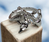 S925 Silver Flying Dragon Ring Unique Design Adjustable Band