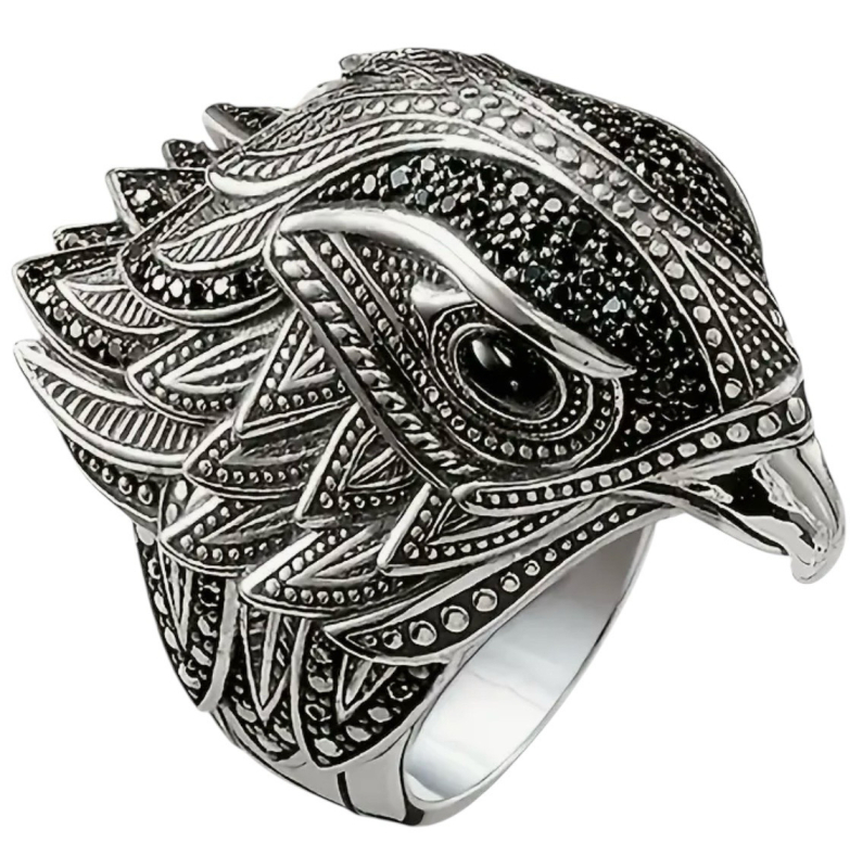 Eagle Ring Detailed Motif Dimentianal Stainless Steel Retro Size 10