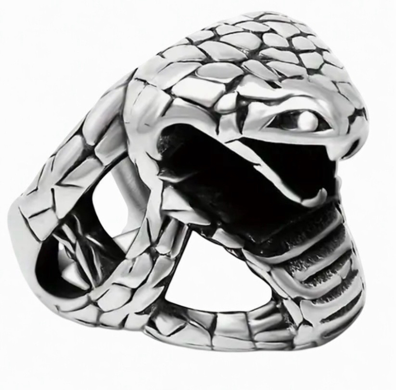 Mamba Snake Stainless Steel Scaled Ring Size 12