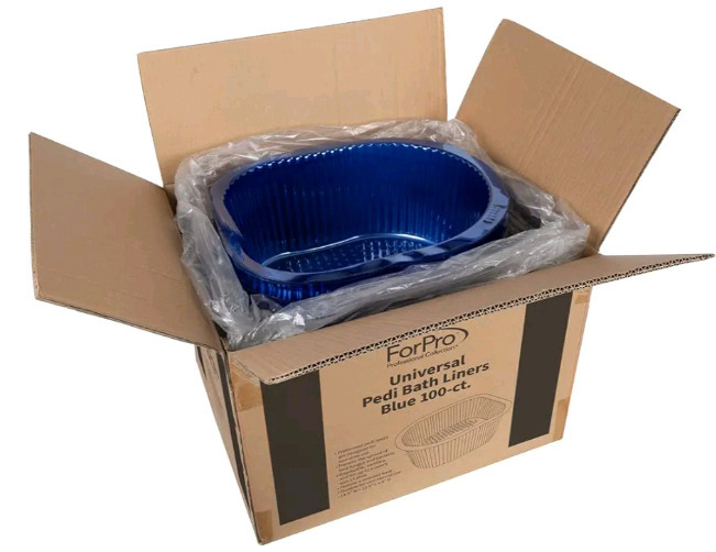 100ct New in Box | ForPro Universal Pedi Bath Liners: Blue | 14" x 12" x 6" ea. | *Retails About $180*