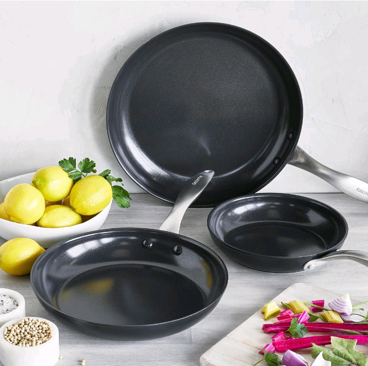 New in Box | The Original Green Pan: 3-pc Non-Stick Frypan Set | *Retails $100*