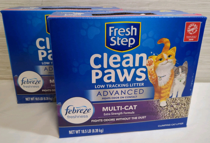 2 New Boxes Fresh Step Kitty Litter with Febreze - Each box is 18.5 lbs.