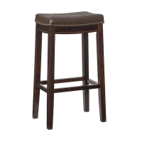 As New Linon Home Decor Concord 32 in. Brown Backless Wood Bar Stool with Faux Leather Seat Retails Over $150