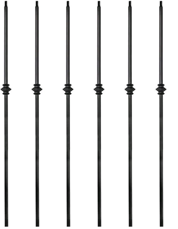 6 As New Wrought Iron Staircase Balusters 44", Hollow Single Knuckle
