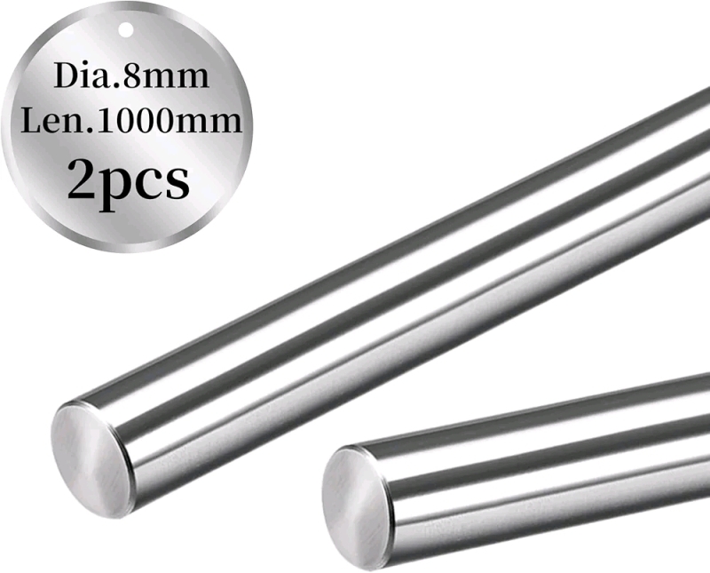 BELLA BAYS 2pcs 8mm x 1000mm (0.314 x 39.37 inches) Metric Linear Motion Rod Case Hardened Chrome Plated Linear Shaft Rail Guide for 3D Printer DIY CNC - Metric h8 Tolerance