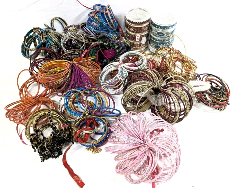 Huge Bangle Lot! Hundreds of Multicoloured Bangles with Bling : 2" - 2.5" Diameter ea