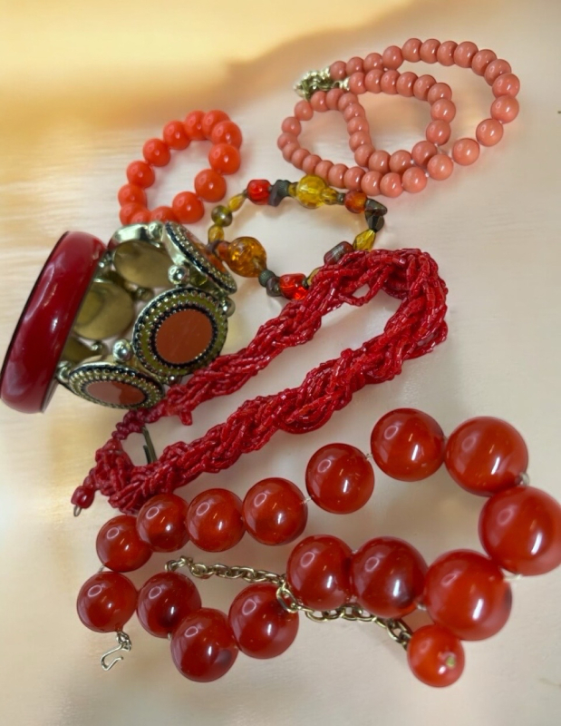 Vibrant in Orange Retro Jewellery Bracelets Necklaces