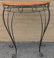 End Table with Metal Legs and Wooden Surface. 28.5" Tall, 23" Wide and 11.5" Deep.
