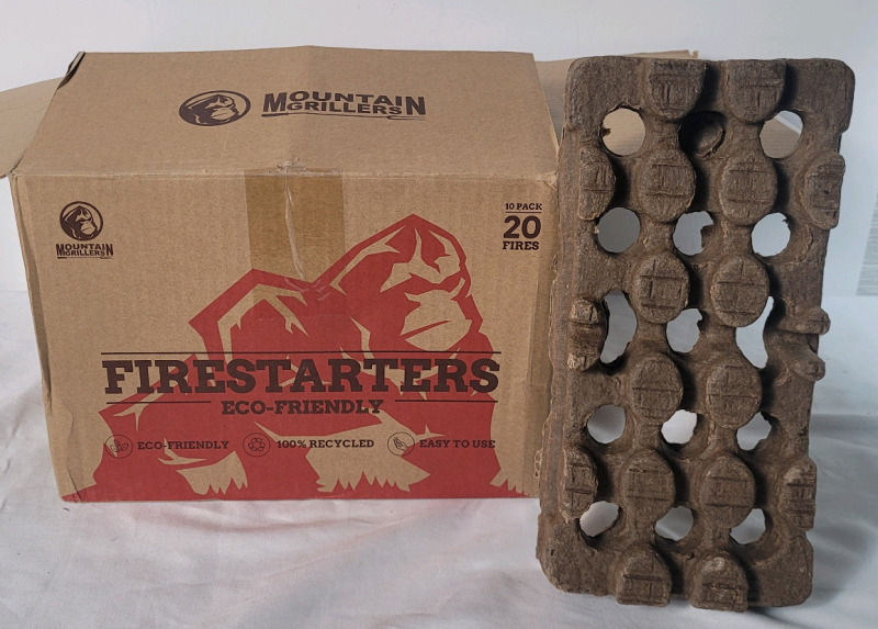 New - Mountain GRILLERS Natural Fire Starter for Indoor & Outdoor - Eco & Odorless Fire Builders . 10 Pack / 20 Fires