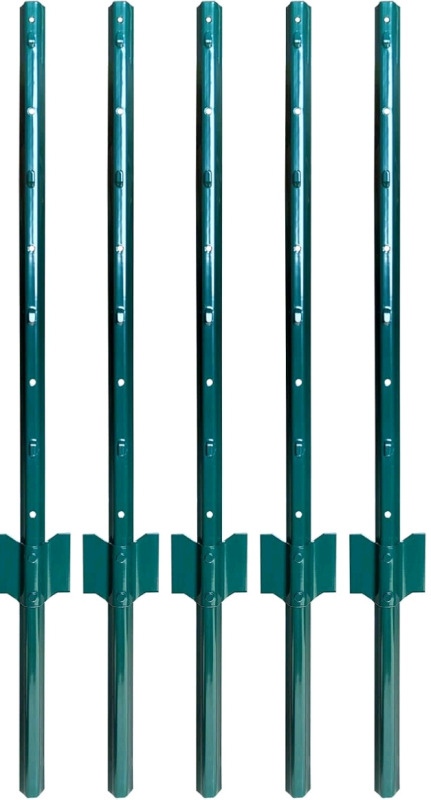 New - 5-Pack 3ft. Fence Posts , Sturdy Duty Metal Fence Post .