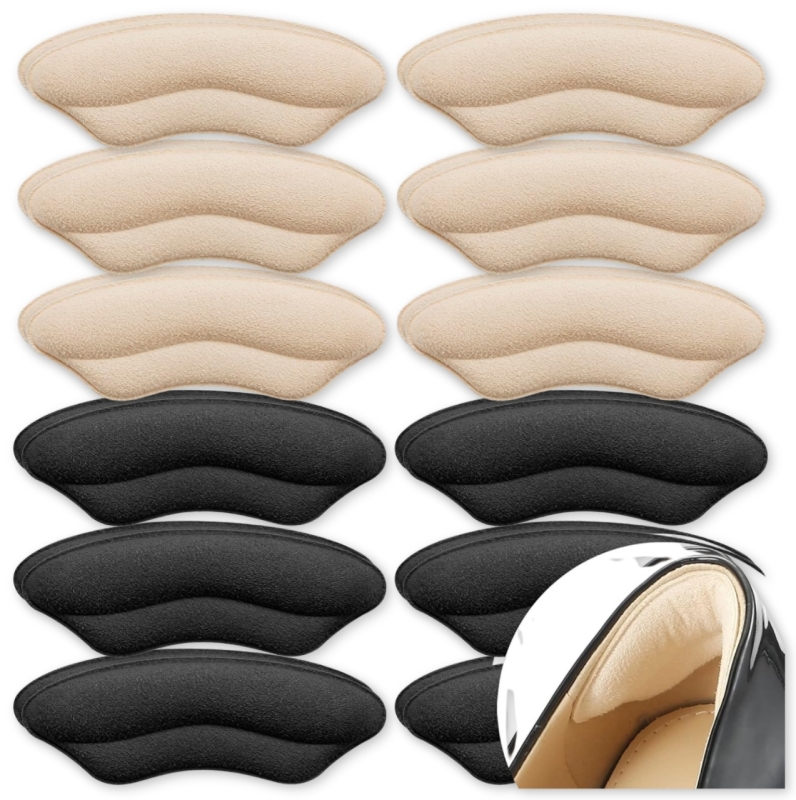 12 New Pairs of Heel Pads / Heel Cushions for Shoes with Adhesive - 3.75" Long &times; 1.4" Wide Each