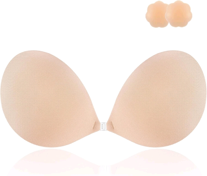 New Bra Size "D" Niidor Adhesive Bra Strapless Sticky Push up Bra for Backless Dress with Nipple Covers