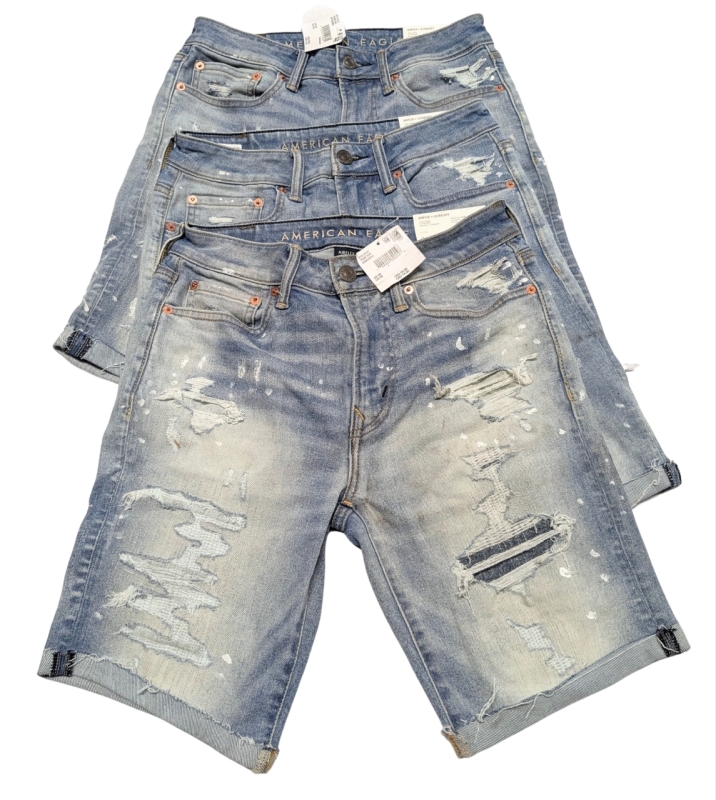 3 New Pairs Size 28,29 Women's AMERICAN EAGLE Airsoft + Ultrasoft Super Distressed At-The-Knee Jeans Shorts | Over $200 Retail Value!