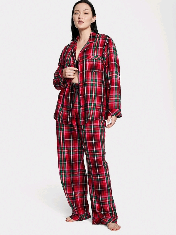 New Size XS Women's VICTORIA'S SECRET Red Plaid Flannel Long Pajama Set | Retails Over $50!