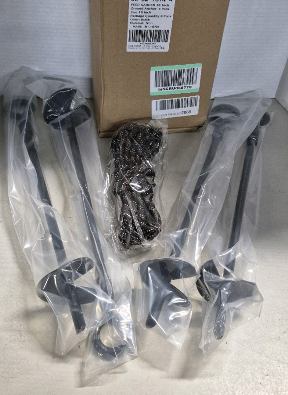 New Feed Garden 4 18" Heavy Duty Ground Stakes & 18ft Rope