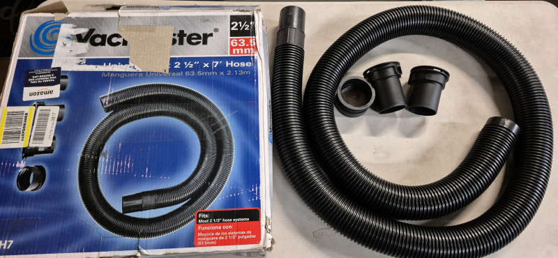 As New Vacmaster Universal Hose 2 5" Diameter by 7ft Long Model V2H7