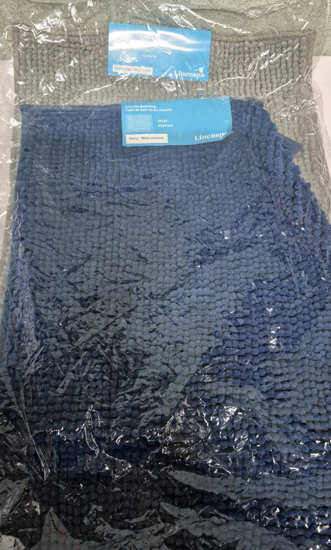 2 New Linenspa Chenile Bath Rugs 17 by 24"