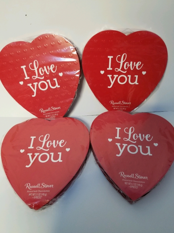 4 new (5.1 oz) Russell Stover chocolate hearts bb june 2025 9 chocolates per box